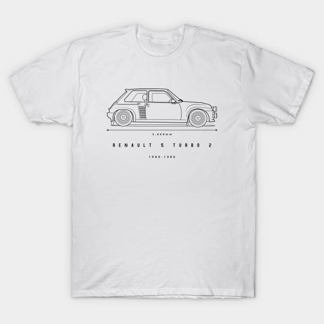 Renault 5 Turbo 2 design T-Shirt by shketdesign